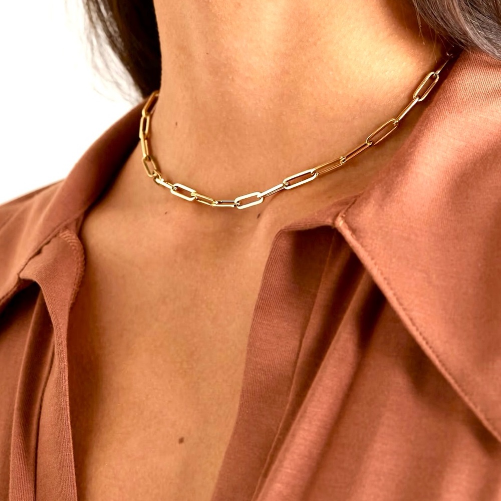 Loren Stewart Double Wrap Link Chain Toggle Bracelet Choker Gold Plated